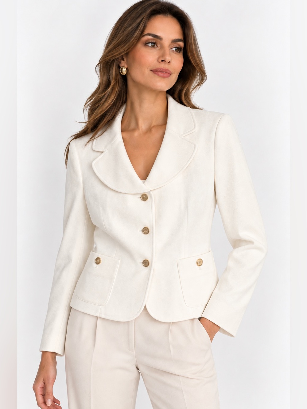 Nipon Boutique NWT Ivory Gold Button Blazer Size 16 $260 Retail